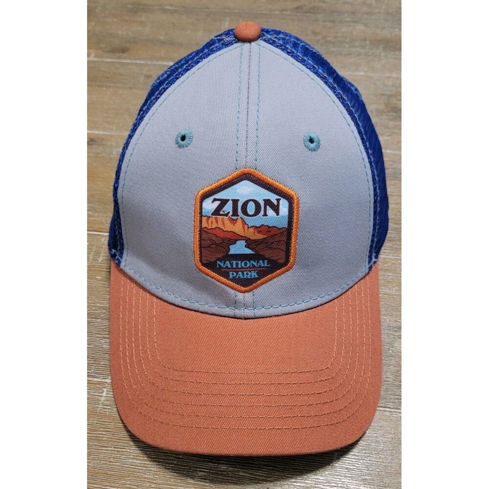 Zion National Park Hat Trucker Hat Burnt Orange Blue Ntl Park Foundation
